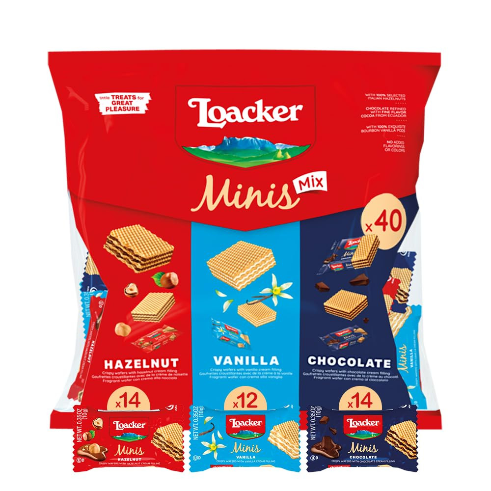 Loacker Minis Wafer Variety Pack – 30% Less Sugar – Premium Cream Filled Wafer C