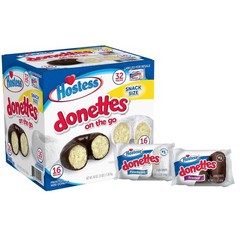 Hostess Donettes Variety Pack Donuts, Snack Size, 1.5Oz, 32 pk Chocolate Frosted