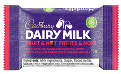 Cadbury Dairy Milk Minis Fruit and Nut, Milk Chocolate 144g (3 Pack)