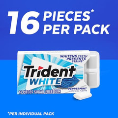 Sugar Free Peppermint Chewing Gum White Mint Flavor 144 Pieces Pack