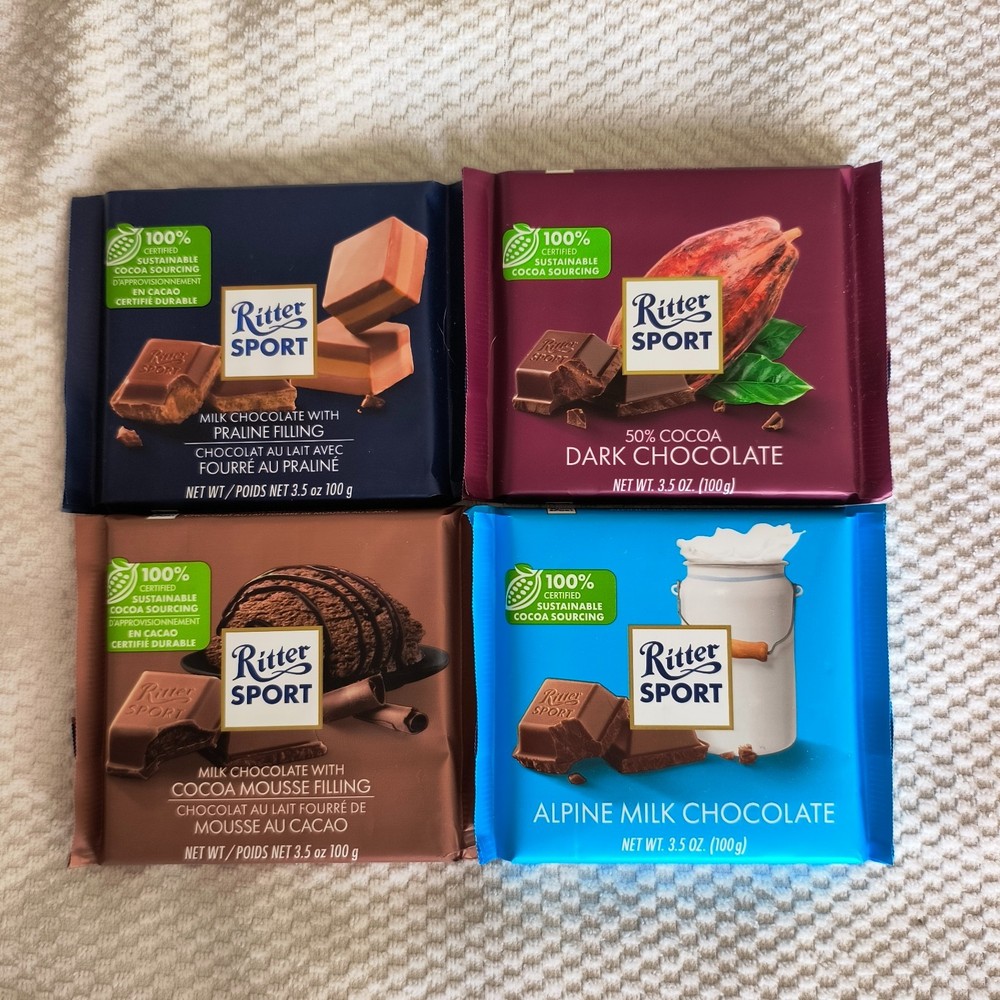 Ritter Sport Assorted Chocolate Bars, 3.5 oz Each