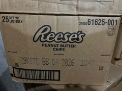 25 lbs Reese’s Peanut Butter Chips Bulk 61625 Gluten Free Best By 4/2026 61625