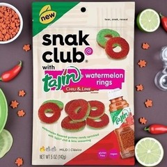 Snak Club Tajin Watermelon Rings Gummies 5 oz Bags Chili Lime Candy 3 Pack