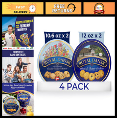 Danish Butter Cookies & Garden Cookie Collection, 4-Pack, 2x12oz & 2×10.6oz Tins
