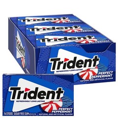 Trident Perfect Peppermint Sugar Free Gum 12 Packs 168 Pieces Bulk Chewing Gum