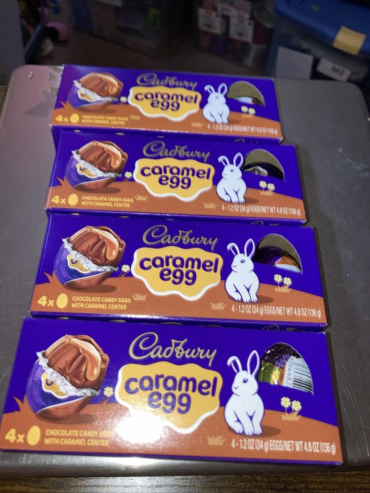 Cadbury Caramel Eggs Milk Chocolate 4-Boxes 16-Eggs Easter 08/2026