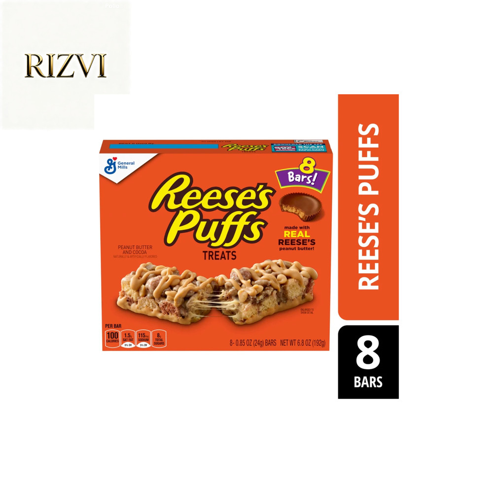 REESE’S Puffs cereal treat bars, peanut butter & cocoa, 8 bars, 6.8 oz