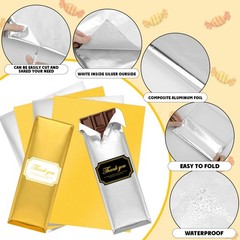 100PCS Chocolate Candy Wrappers Packaging with Stickers, 11 x 7.9 inch Chocol…