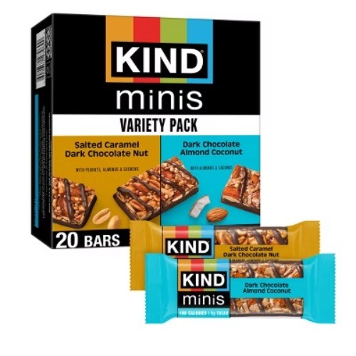 KIND Minis Salted Caramel Dark Chocolate + Dark Chocolate Almond Coconut