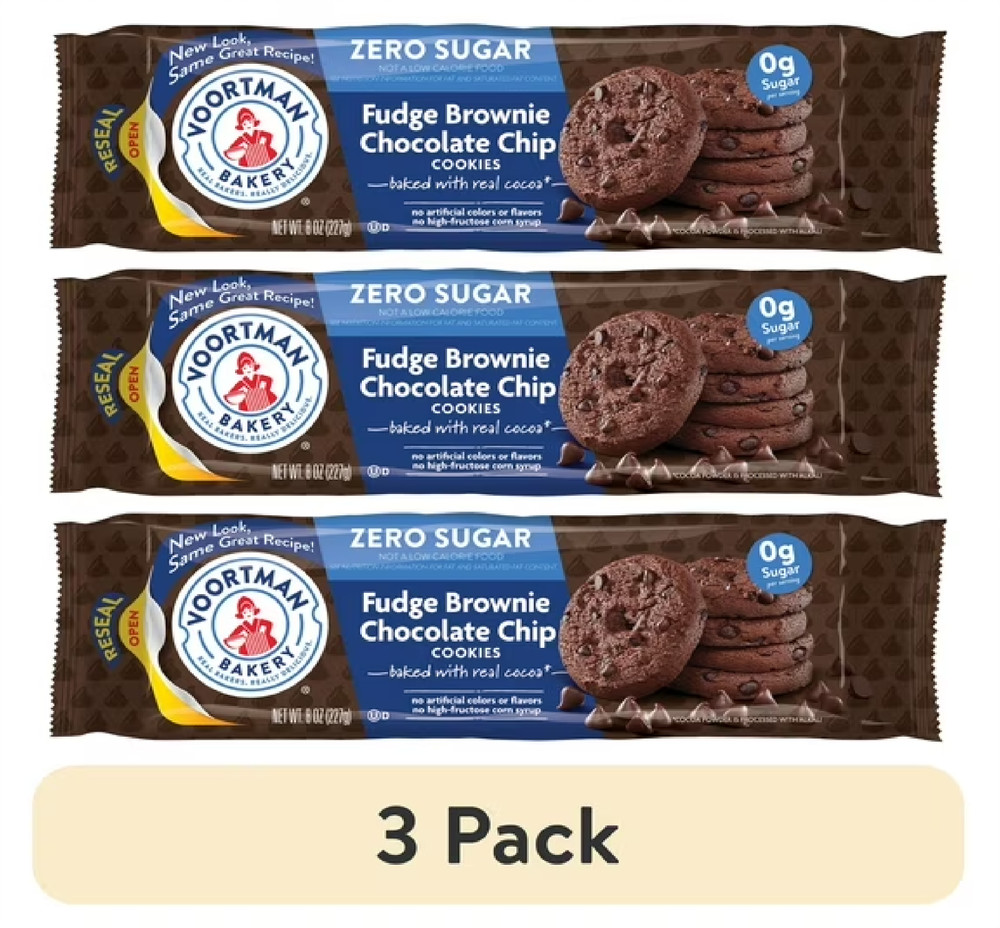 (3 pack) Bakery Zero Sugar Fudge Brownie Chocolate Chip Cookies 8 oz