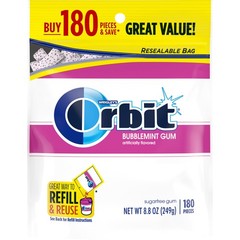 ORBIT Gum Bubblemint Sugar Free Chewing 180 Count (Pack of 1), White