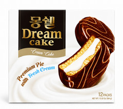 Enjoy a Korean-style cacao chocolate snack cake with smooth creme filling and ri