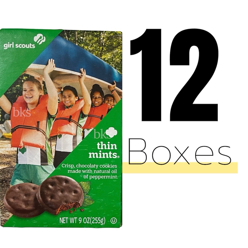 12 Boxes Girl Scouts Thin Mints Cookies Chocolate Fudge Case Snacks Wow