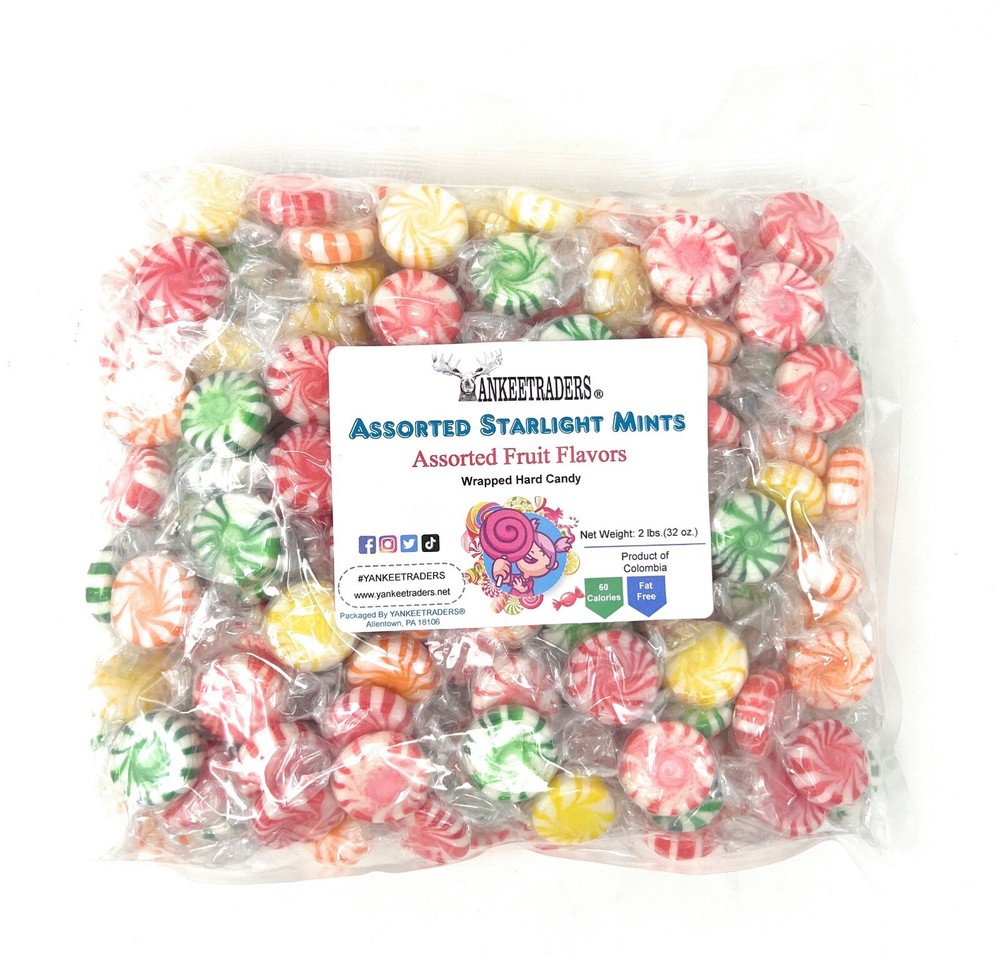 Assorted Fruit Starlight Mints Hard Candy, 2lbs. ~ YANKEETRADERS® ~FREE SHIPPING