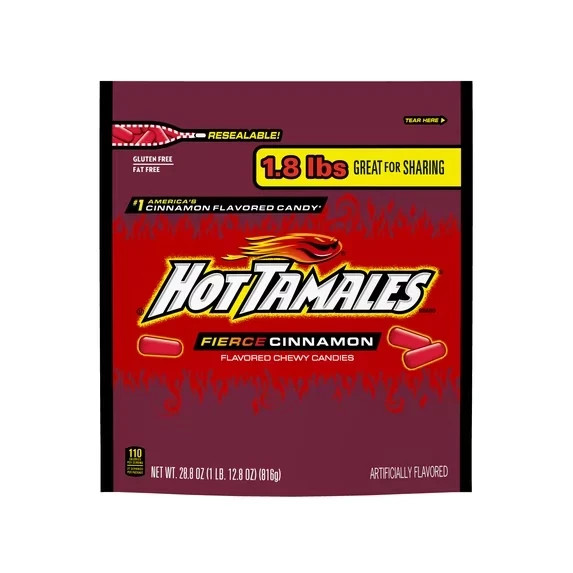 Hot Tamales Fierce Cinnamon Chewy Candy, 28.8 ounce Stand Up Bag, 1 count..