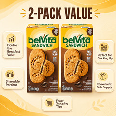 2 Pack belVita Breakfast Sandwich Biscuits, Dark Chocolate Creme, 25-count