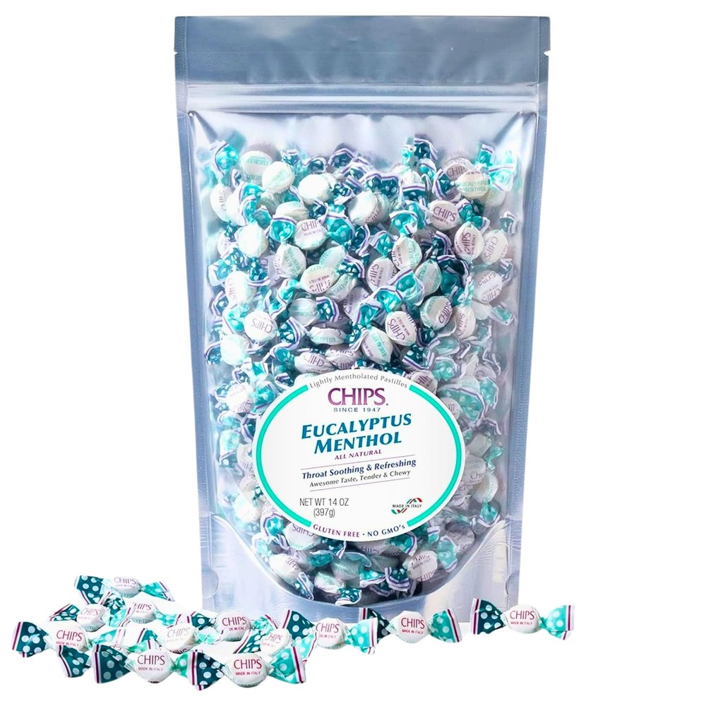 CHIPS Eucalyptus Menthol Italian Throat Pastilles, Soothing and Refreshing, A…