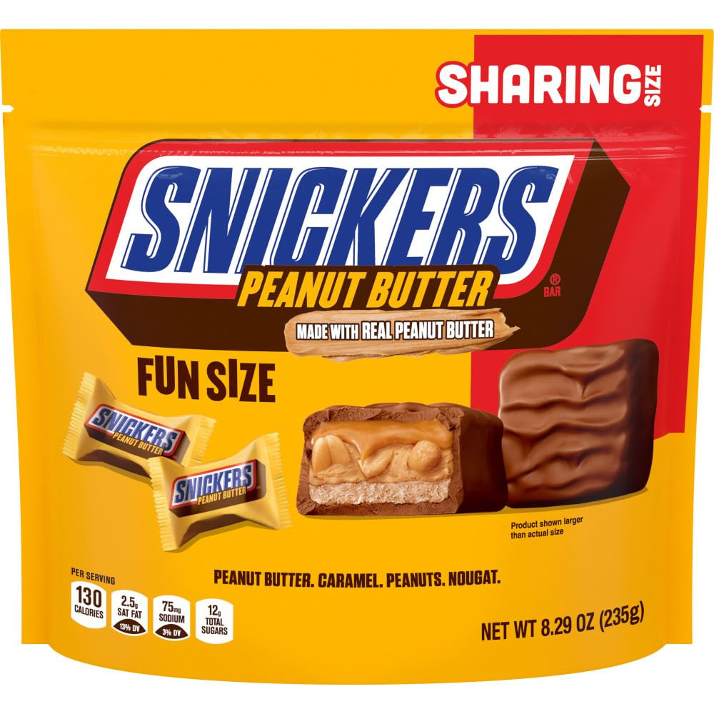 Fun Size Peanut Butter, Caramel & Peanuts Milk Chocolate Bars Individually Wrapp