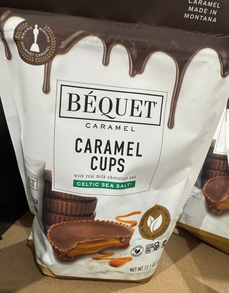 Bequet Caramel Cups 17.1 oz Milk Chocolate Celtic Sea Salt XL 1/2026 rare