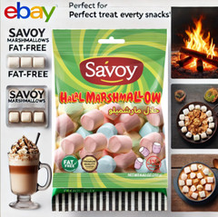 Savoy Halal Large Marshmallows 250 gm, Fruity, Gluten-Free, Fat-Free, GMO-Free