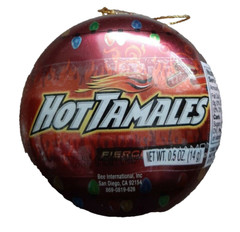 (2) Hot Tamales Candy Christmas Ornament, 0.5oz Fierce Cinnamon Flavor.