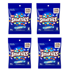 Nestle Smarties Candy Coated Milk Chocolate Pouches 130g Sweet Treat (4 Packs)