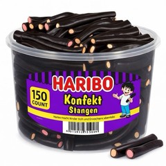 Haribo Konfekt Stangen Licorice Tub 150 Count Assorted Filled Sticks
