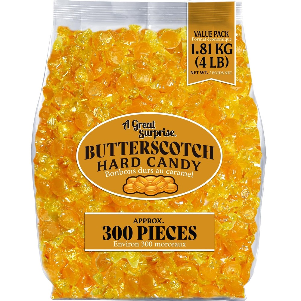 A Great Surprise Premium Butterscotch Hard Candy 4 Pound (Pack of 1), Yellow