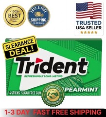 Trident Spearmint Sugar-Free Chewing Gum, 14 Pieces (Pack of 1) Usa Seller
