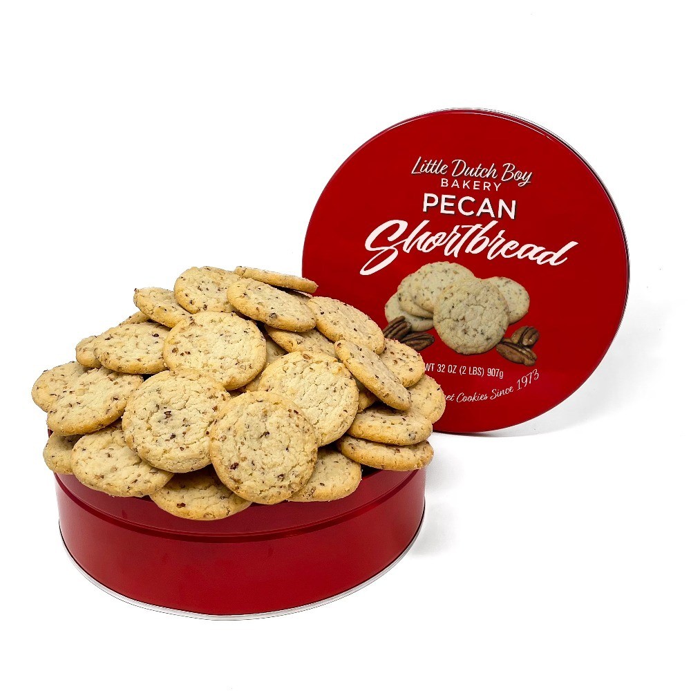 Gourmet Pecan Shortbread Cookies Tin, 32 oz Bulk Box, Approx. 60 Cookies, Rich