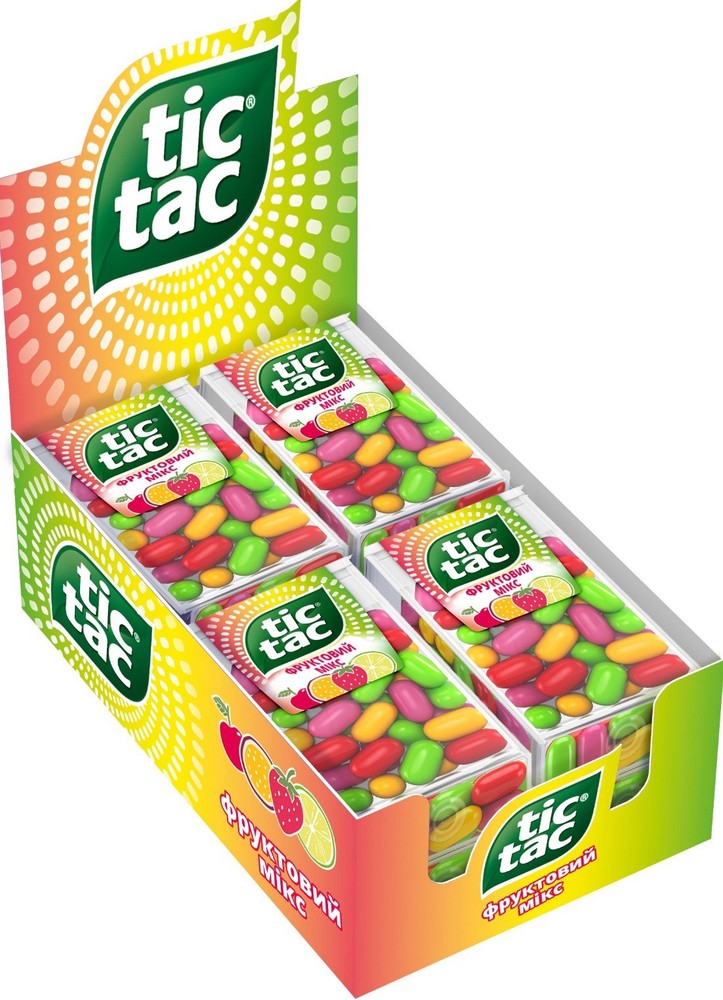 Tic Tac Fruity Mix Dragees 18g x 12 – Assorted Fruit & Mint