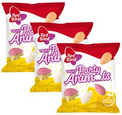 3 RED BAND PARTY ANIMALS Gummy Candy Bags Sweets Gummies 110g 3.88oz
