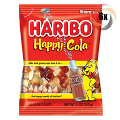 6x Bags Haribo Happy Cola Soda Flavored Fat Free Gummi Candy | 5oz