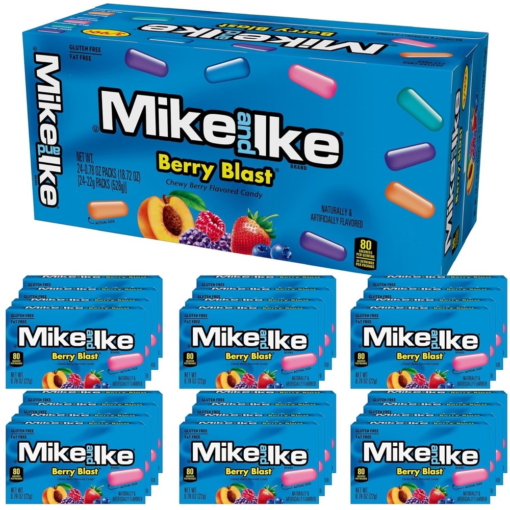 Mike and Ike Berry Blast Candy, 0.78 Ounce Box (Pack of 24) – 3 BOX