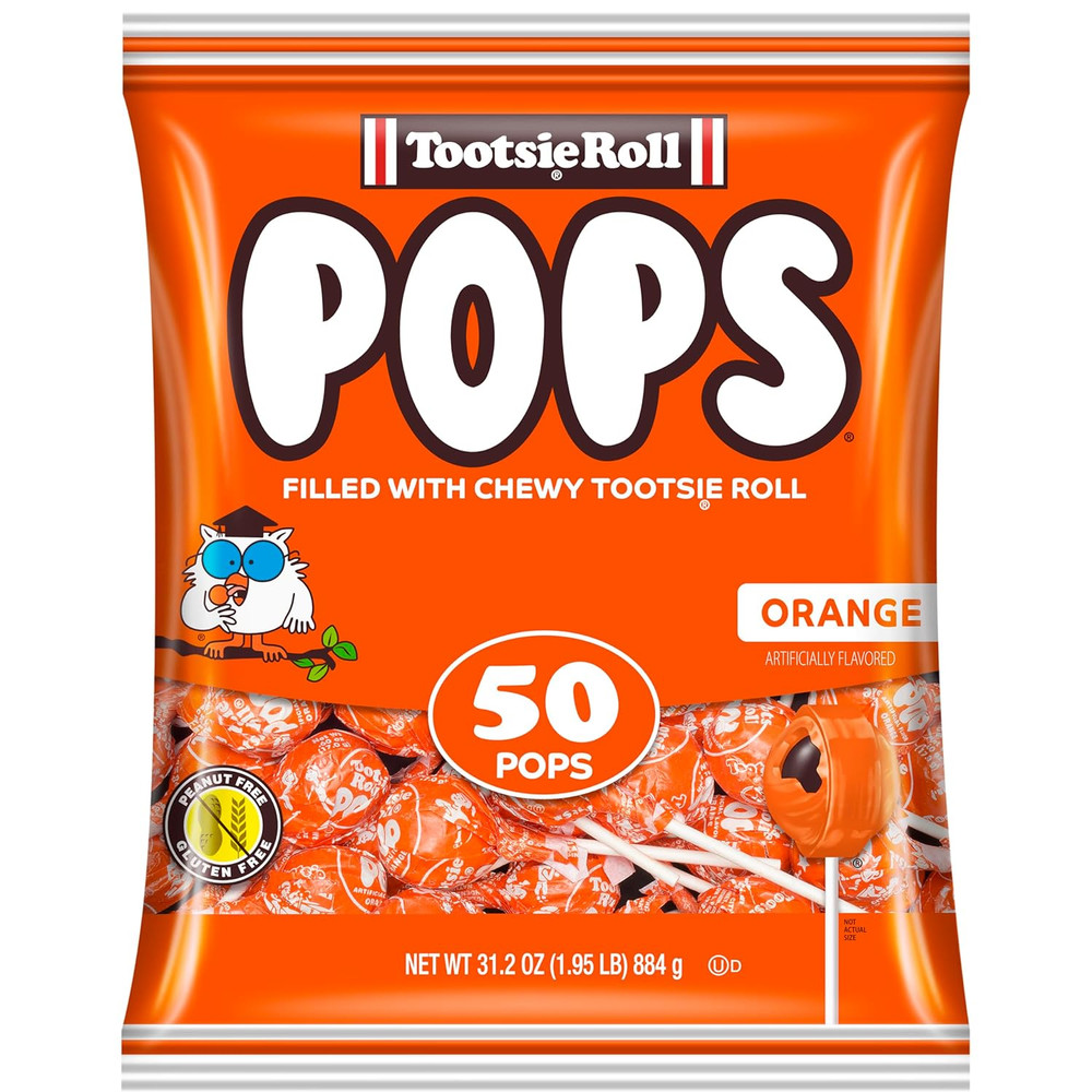 Tootsie Pops Single Flavor Bag – Orange Flavored Lollipops with Chocolatey Cente