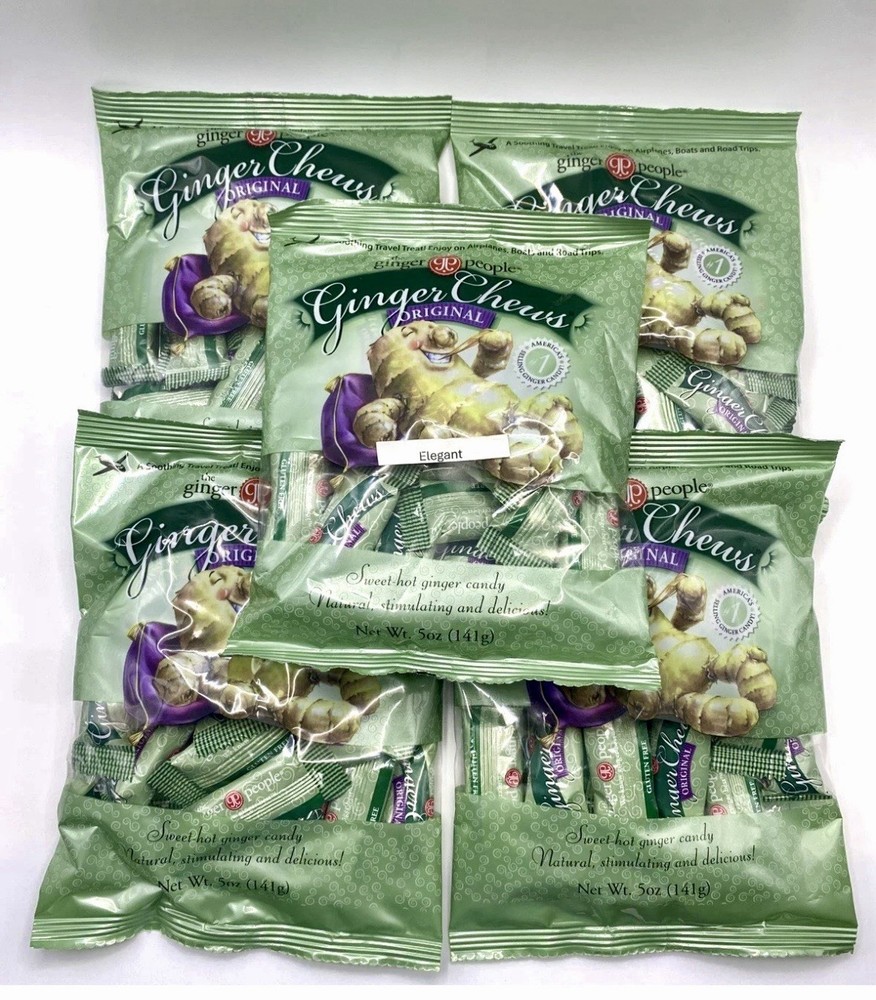 5 Packs Trader Joe’s Original Ginger Chews THE GINGER PEOPLE 5 oz Each Pack