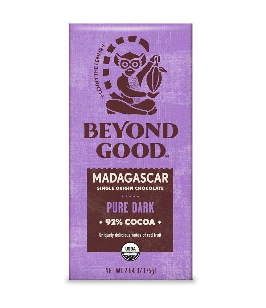 Beyond Good Madagascar Pure Dark Chocolate Bar 92 Percent Cocoa 2.64 Oz
