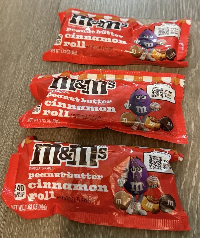 M&M’S CHOCOLATE CANDIES BAKERY COLLECTION PEANUT BUTTER CINNAMON ROLL 2.83 OZ X3
