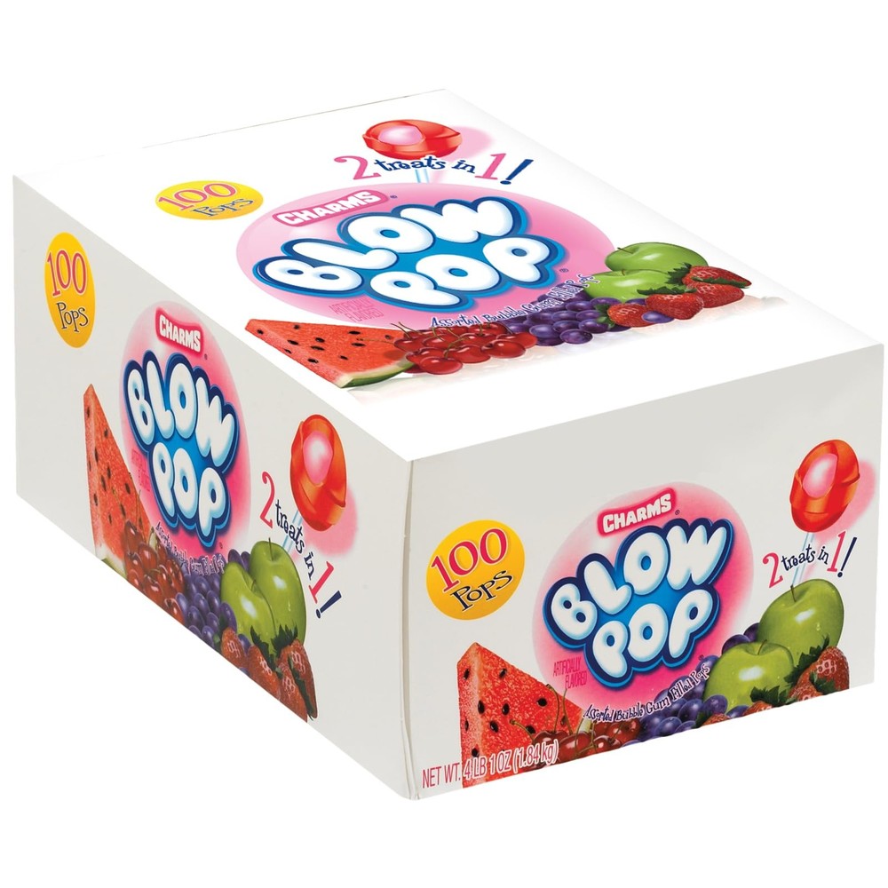 Charms Blow Pop Lollipops Assorted Flavors Gum Filled Candy 100 Count Bulk