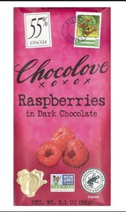 Raspberries in Dark Chocolate, 55% Cocoa, 3.1 oz New