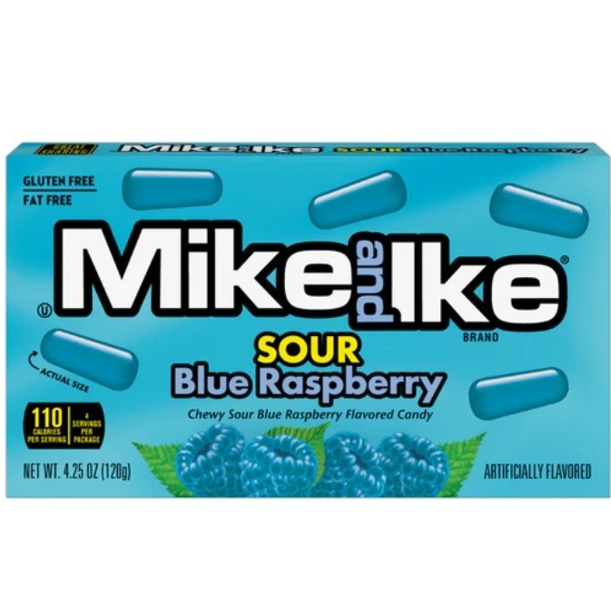 8x Mike and Ike Sour Blue Raspberry Chewy Candies, 120 Grams, Israel, Kosher