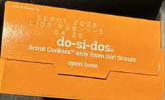 Girl Scout Do-Si-Do’s Oatmeal Sandwich Cookie W/ Peanut Butter Filling BB 9/6/26