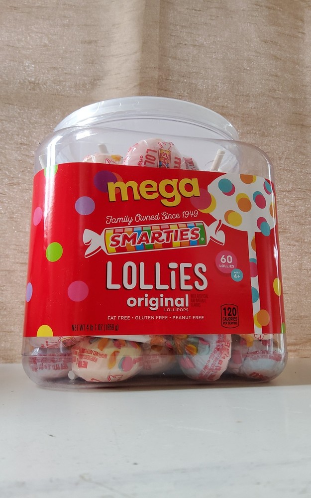 Mega Smarties Lollies, Mega, 60 Count 4 lbs 1 oz.