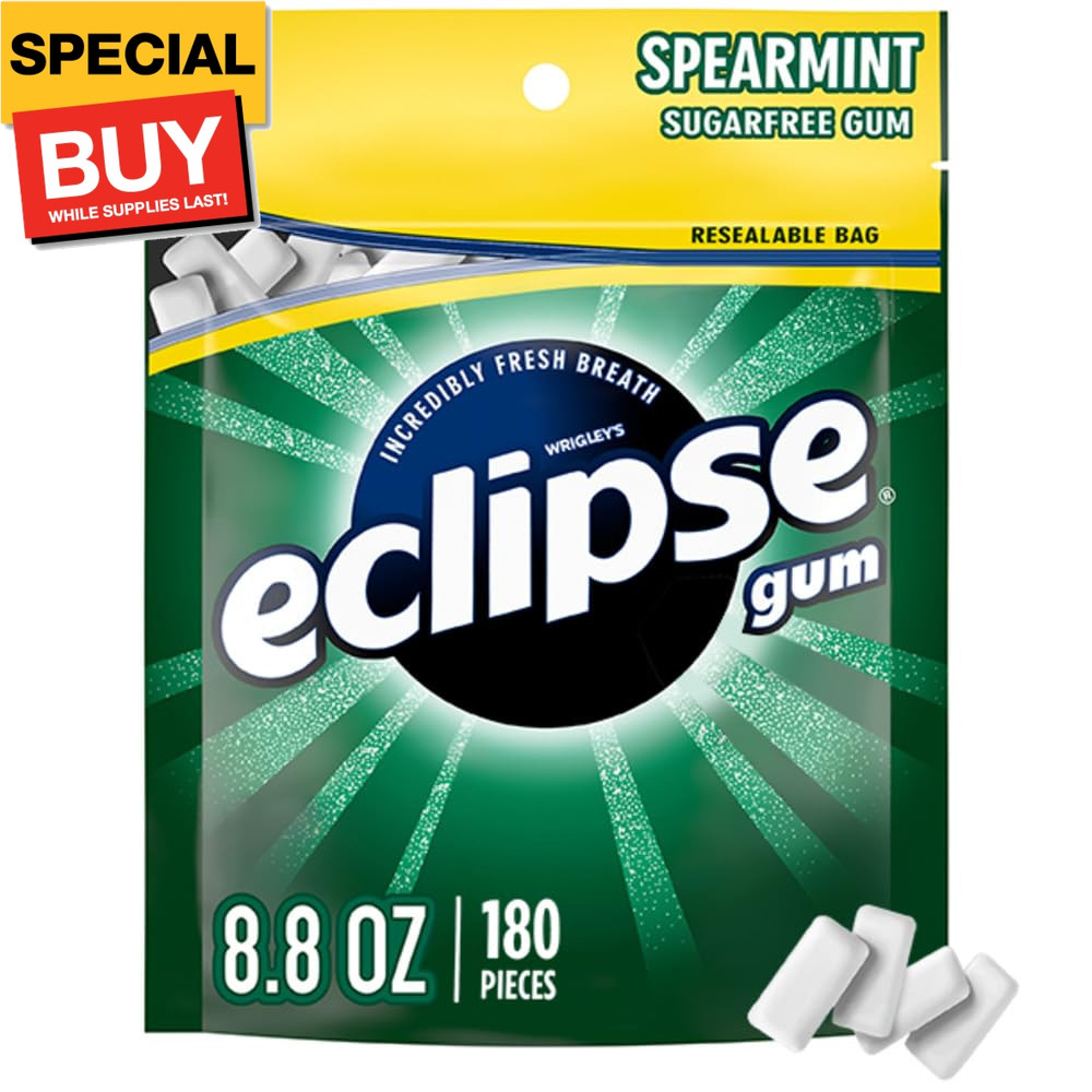 Spearmint Chewing Gum Sugar Free, Sugar-Free Gum Bulk, 8.8-Ounce, 180 Piece Bag
