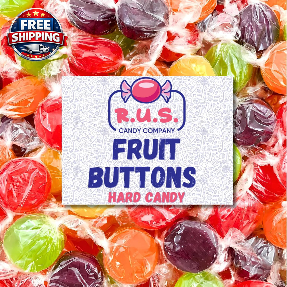 Assorted Fruit Button Hard Candy – about 75 Individually Wrapped Pieces, Bold As