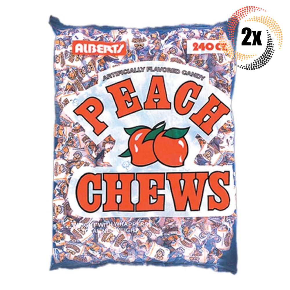 2x Bags Alberts Peach Fruit Chews Assorted Flavors | 240 Candies Per Bag
