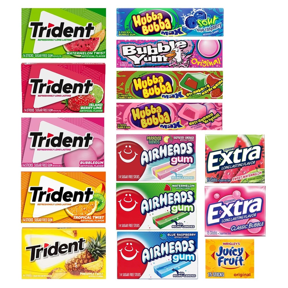Fruit Flavored Chewing Gum Variety Pack by – 15 Different Packs – 177 Pieces …
