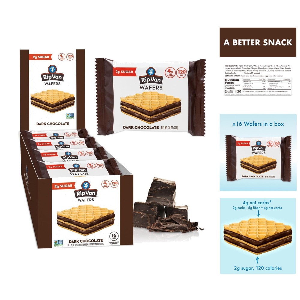 Individually Wrapped Dark Chocolate Wafer Cookies – Keto, Low Carb, Treats