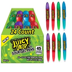 Juicy Drop Sour Gel Pens Candy, 24 Count