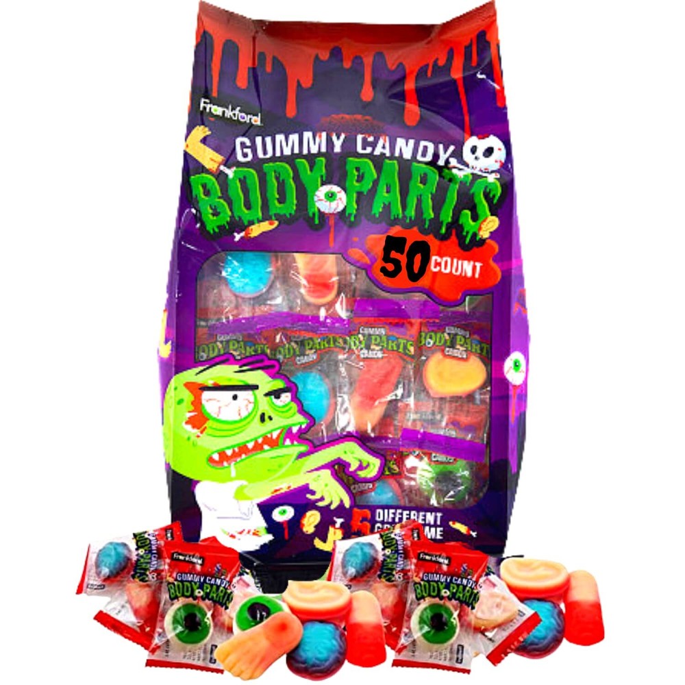 50 Count Gummy Body Parts Candy Individually Wrapped Halloween Treats